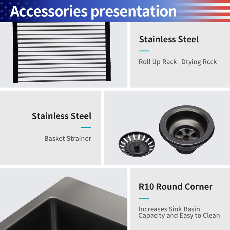25'' Stainless Steel Single Bowl Drop-In Kitchen Sink