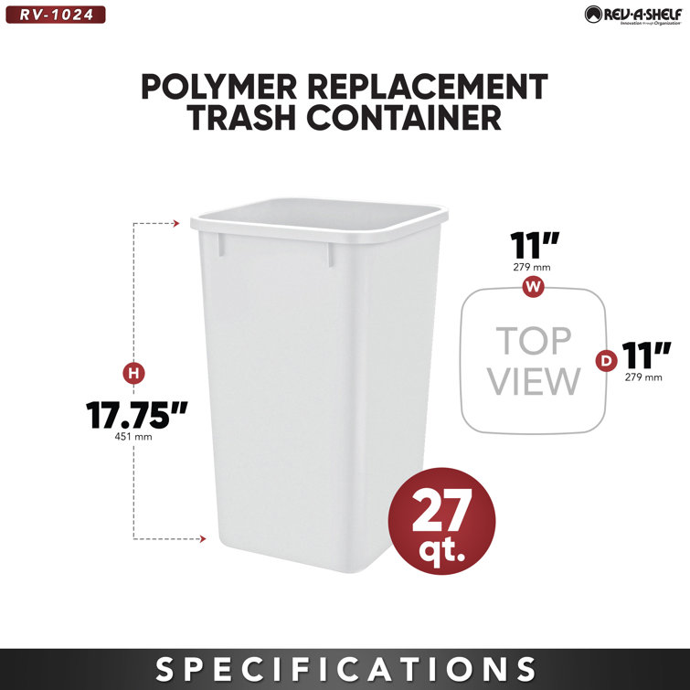 Rev-A-Shelf White Plastic Pull-Out Trash Bins, 2 Pack