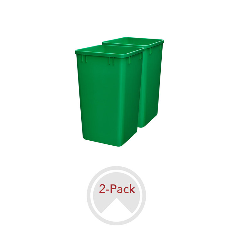 Rev-A-Shelf Green Polymer Pull-Out Trash Bins, 27 Quart, 2 Pack