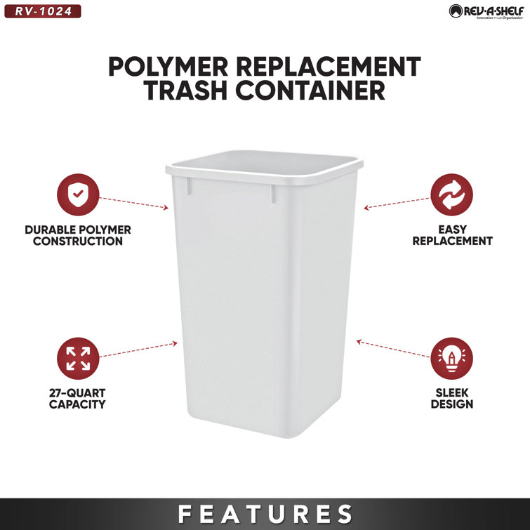 Rev-A-Shelf White Plastic Pull-Out Trash Bins, 2 Pack