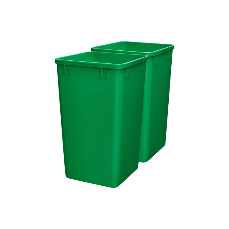 Rev-A-Shelf Green Polymer Pull-Out Trash Bins, 27 Quart, 2 Pack