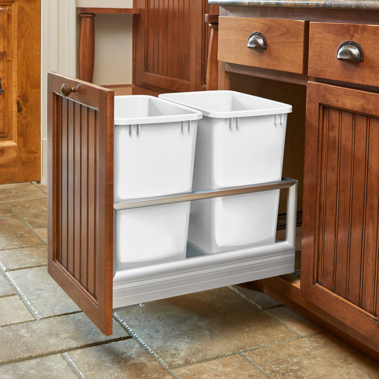 Rev-A-Shelf White Plastic Pull-Out Trash Bins, 2 Pack