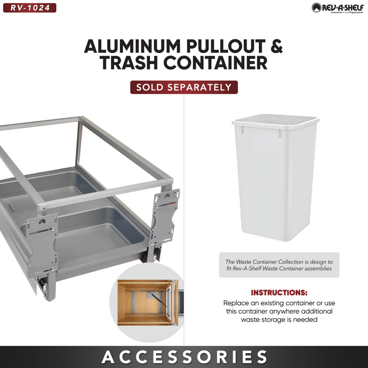 Rev-A-Shelf White Plastic Pull-Out Trash Bins, 2 Pack