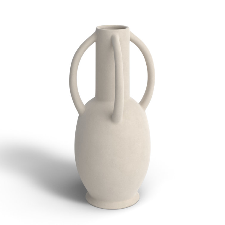 Cream Ceramic Novelty Table Vase with Handles