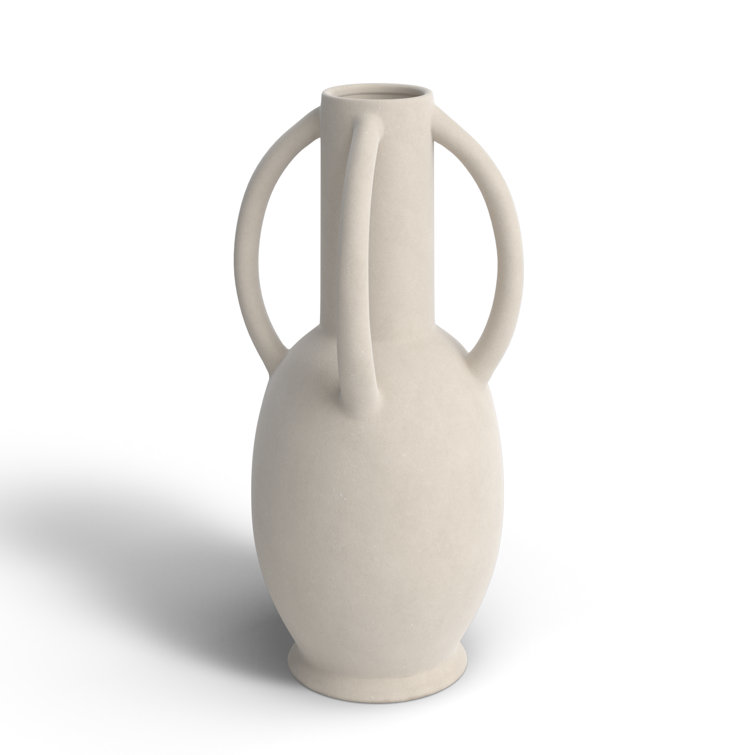 Cream Ceramic Novelty Table Vase with Handles