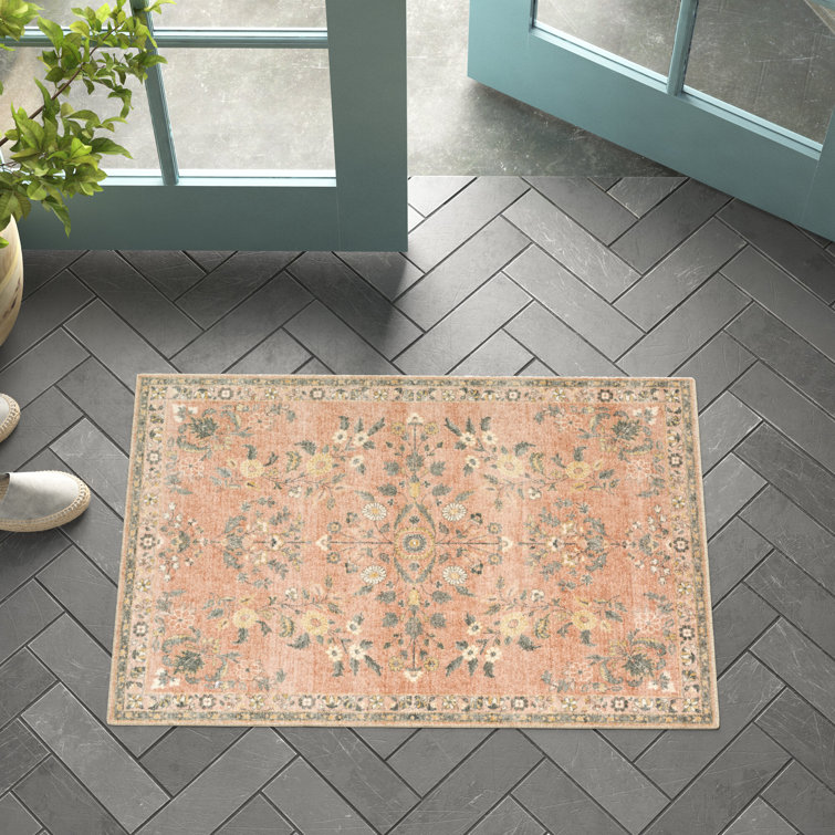 Berger Coral Floral Synthetic Rectangular Area Rug