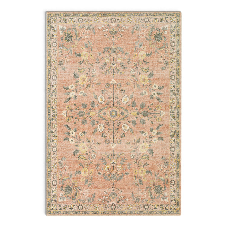 Berger Peach and Gray Oriental Synthetic Rug