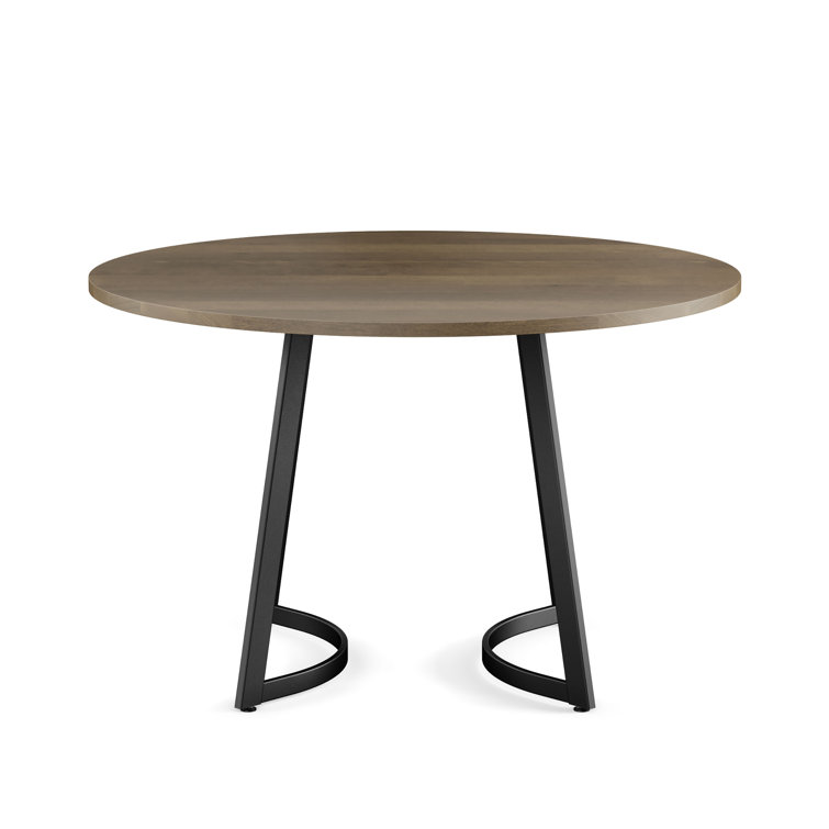 Gray Solid Birch Wood Top Dining Set with Black Chairs