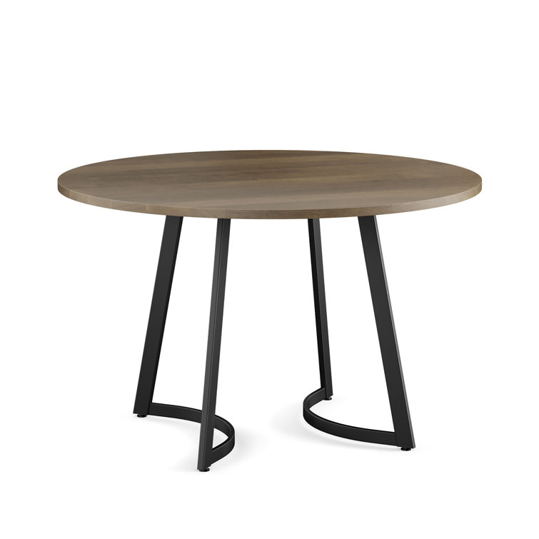 Gray Solid Birch Wood Top Dining Set with Black Chairs