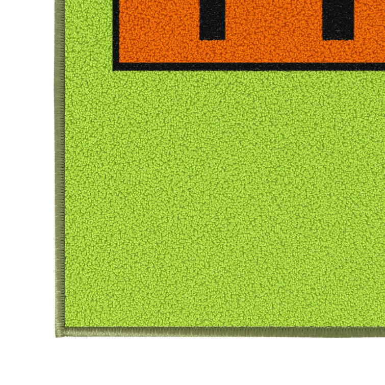 Green Educational Hopscotch Non-Slip Kids Runner Rug