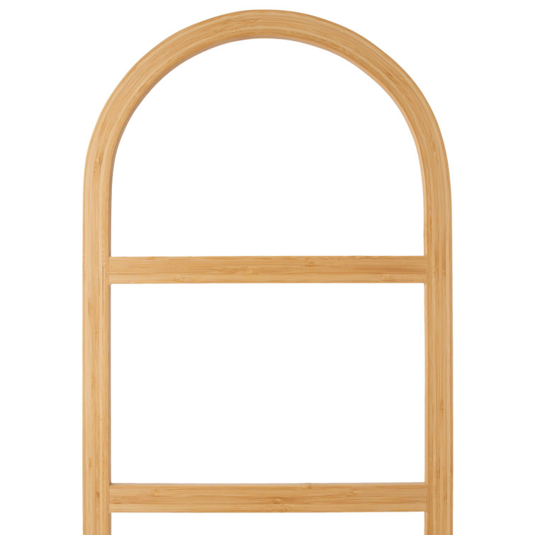 Natural Bamboo 2-Tier Freestanding Towel Rack with Shelf