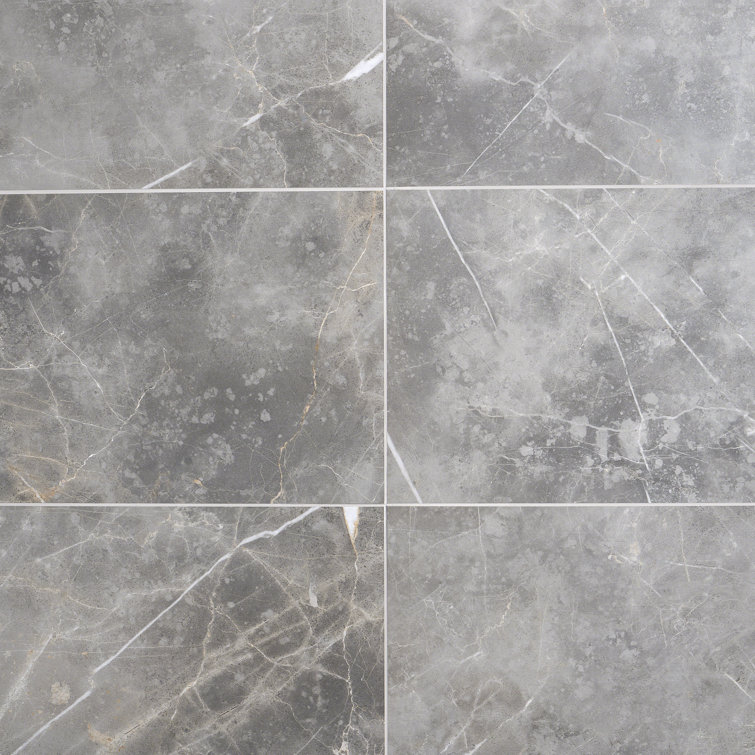 Grace Polished Gray Porcelain Marble Look Large Format Tile