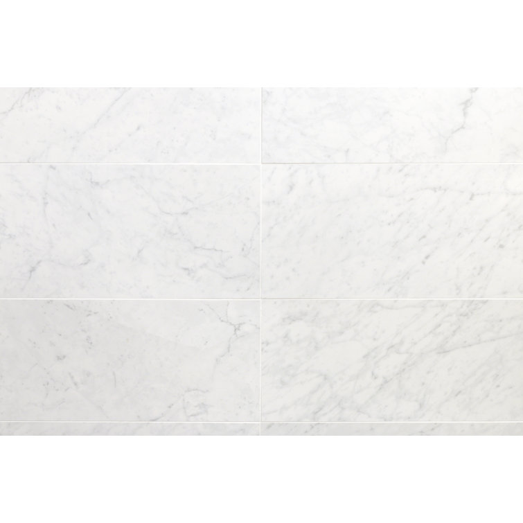Grace 12" x 24" Polished White Porcelain Marble Look Tile