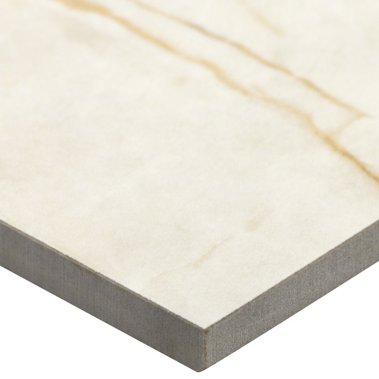 Grace Polished Beige Porcelain Marble Look Rectangular Tile