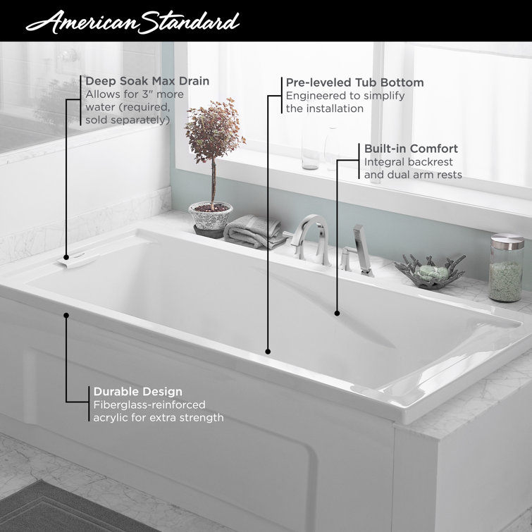 American Standard White Acrylic Drop-In Deep Soak Bathtub