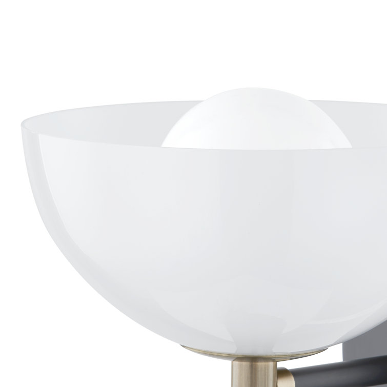 Patina Brass and Black Conical Wall Sconce with Glass Shade