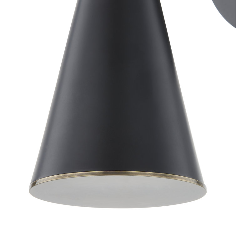 Patina Brass and Black Conical Wall Sconce with Glass Shade