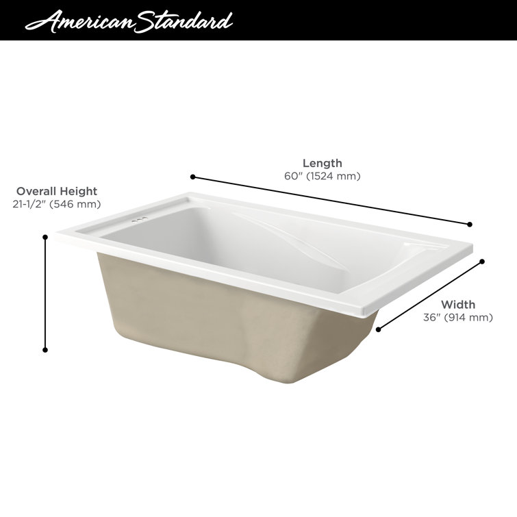 Evolution 60'' x 36'' White Acrylic Drop-In Soaking Bathtub