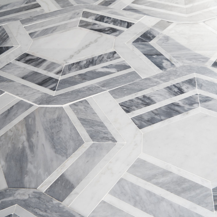 Gray and White Polished Marble Mosaic Wall Tile Sheet