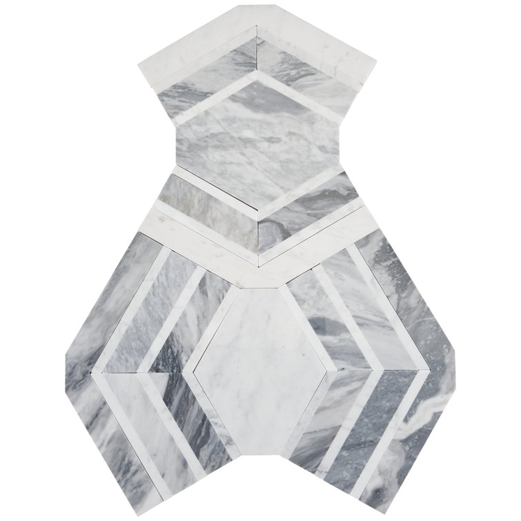 Gray and White Polished Marble Mosaic Wall Tile Sheet