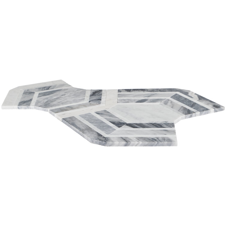 Gray and White Polished Marble Mosaic Wall Tile Sheet