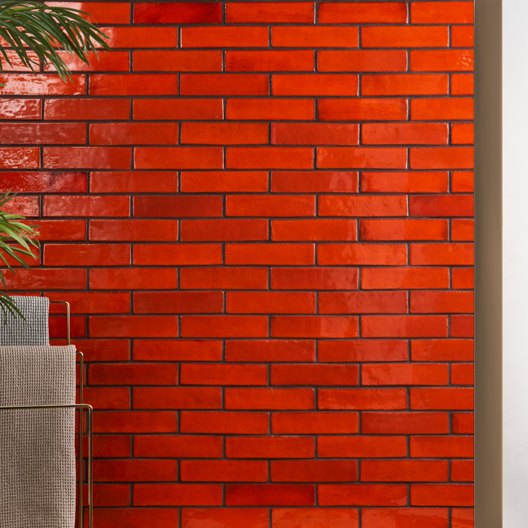 Orion 2" x 8" Glossy Orange Ceramic Subway Tile