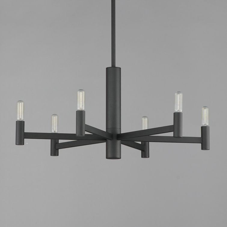 Black Aluminum Steel 6-Light Candle Style Chandelier