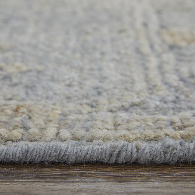 Hand-Knotted Blue Wool Floral Rectangular Area Rug