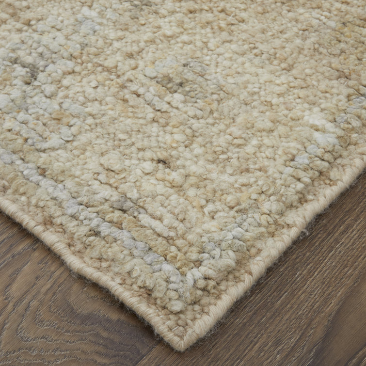 Grafton Square Gray and Beige Wool Floral Area Rug