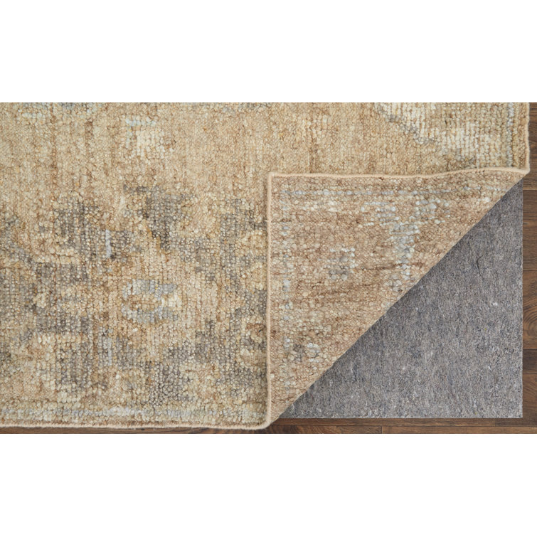 Grafton Square Gray and Beige Wool Floral Area Rug