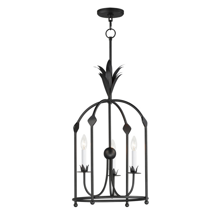 Anthracite 3-Light Black Metal Birdcage Chandelier