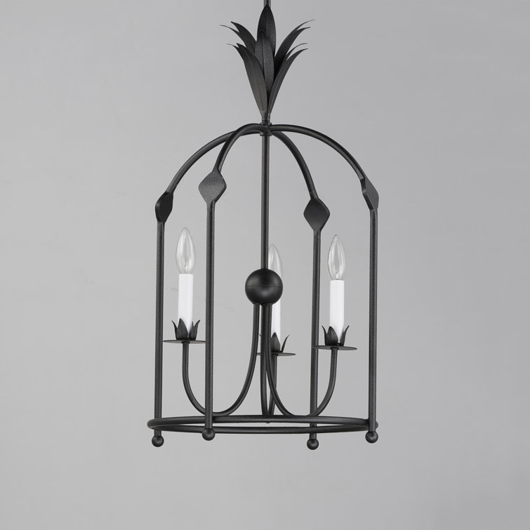 Anthracite 3-Light Black Metal Birdcage Chandelier