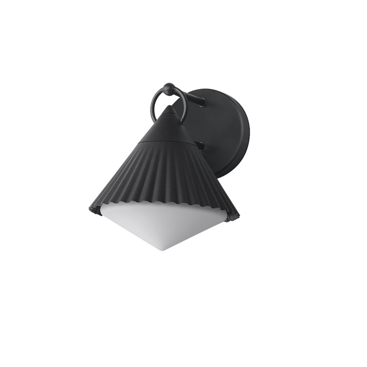 Odette Black Aluminum Dimmable Wall Sconce with White Glass