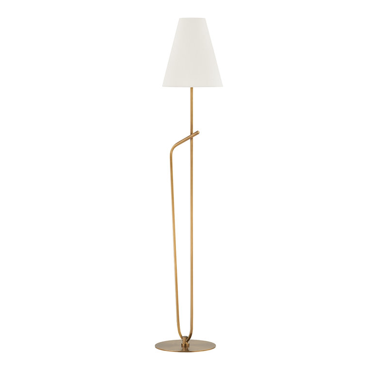 Pearce 64" Patina Brass Floor Lamp with Off-White Shade