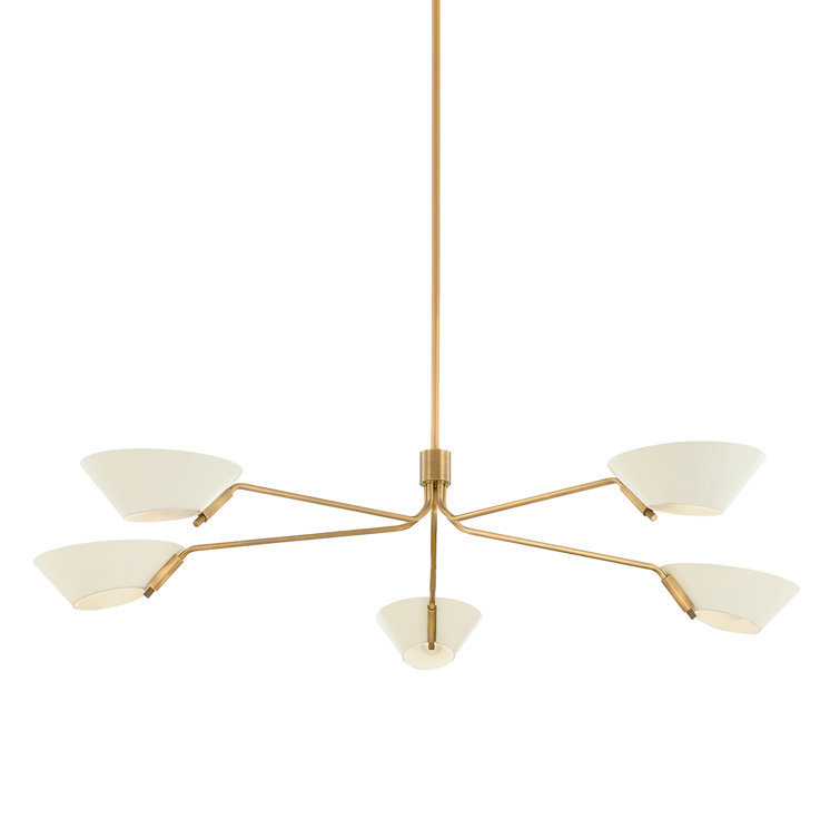 Sacramento 5-Light Patina Brass and Soft Sand Chandelier