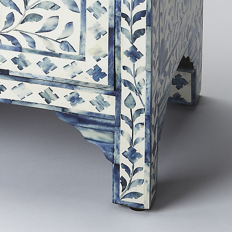 Vivienne Blue Bone Inlay 2-Drawer Accent Chest