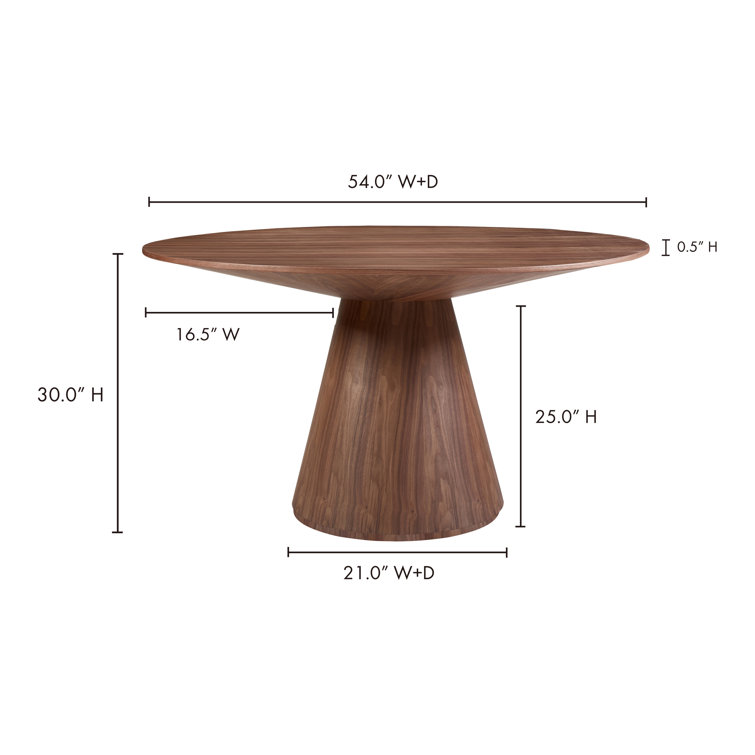 Royale 47" Round Walnut Dining Table for Eight