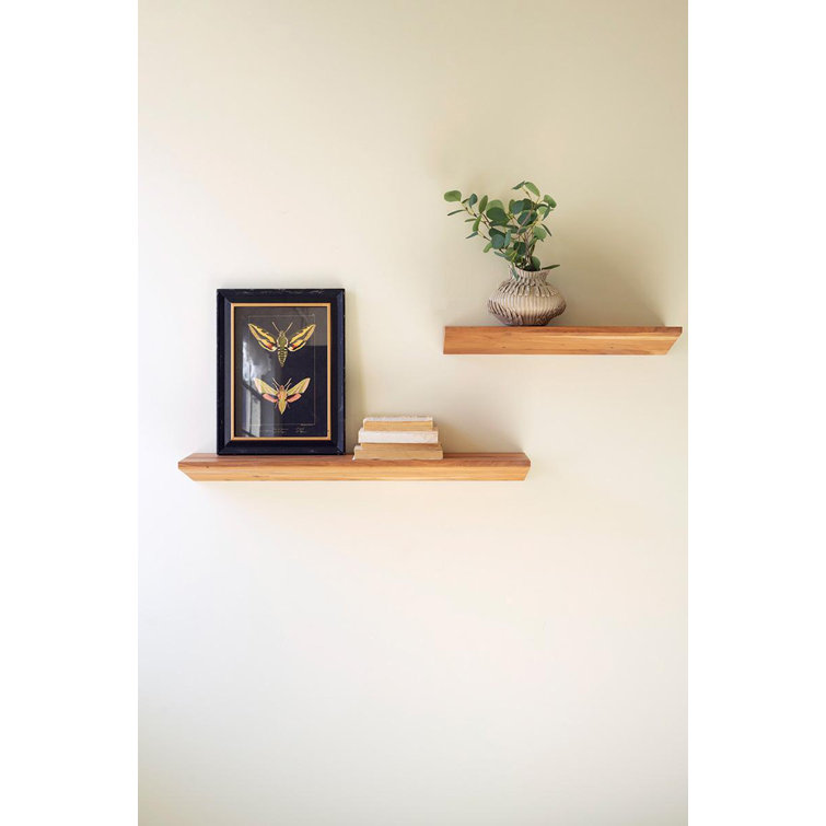 Acacia Wood 2-Piece Floating Wall Shelves