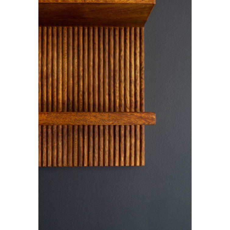 Leonna Natural Wood Grain 2-Shelf Wall Mounted Accent Shelf