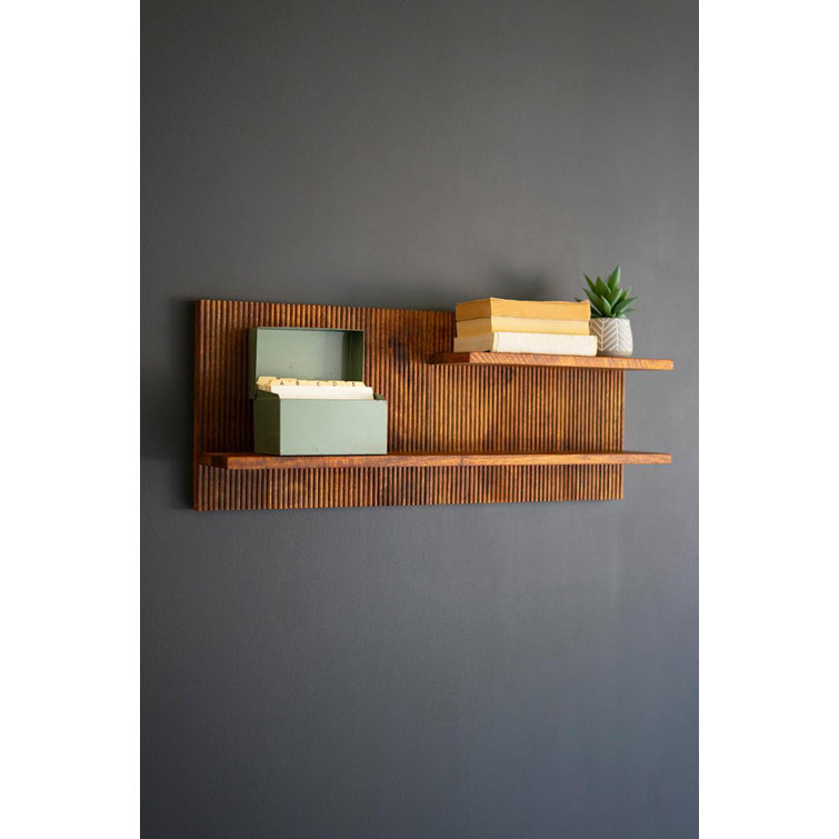 Leonna Natural Wood Grain 2-Shelf Wall Mounted Accent Shelf