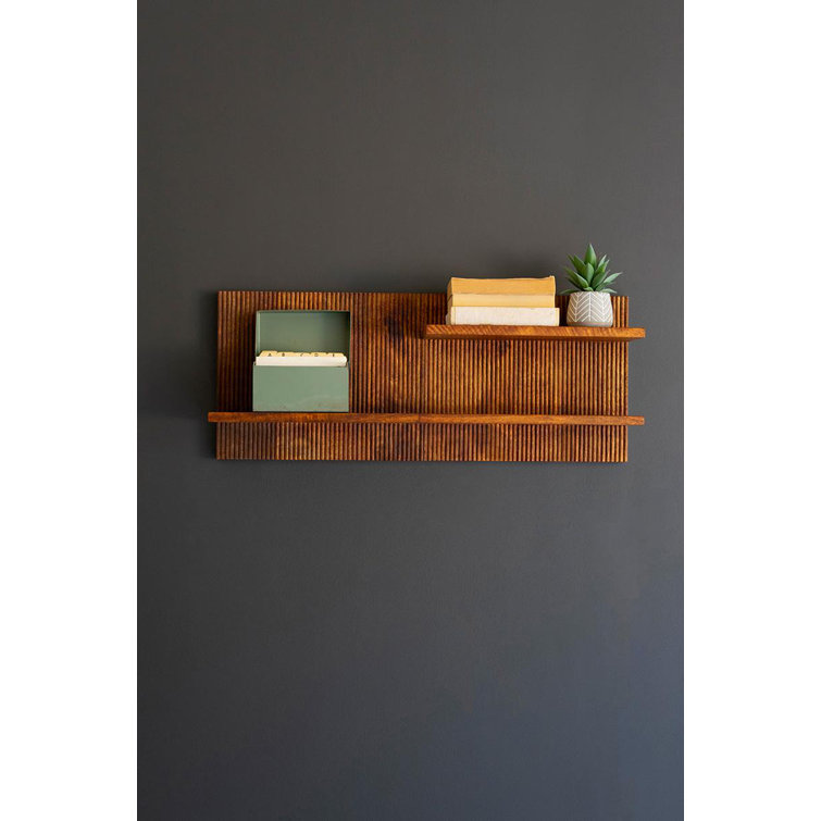 Leonna Natural Wood Grain 2-Shelf Wall Mounted Accent Shelf