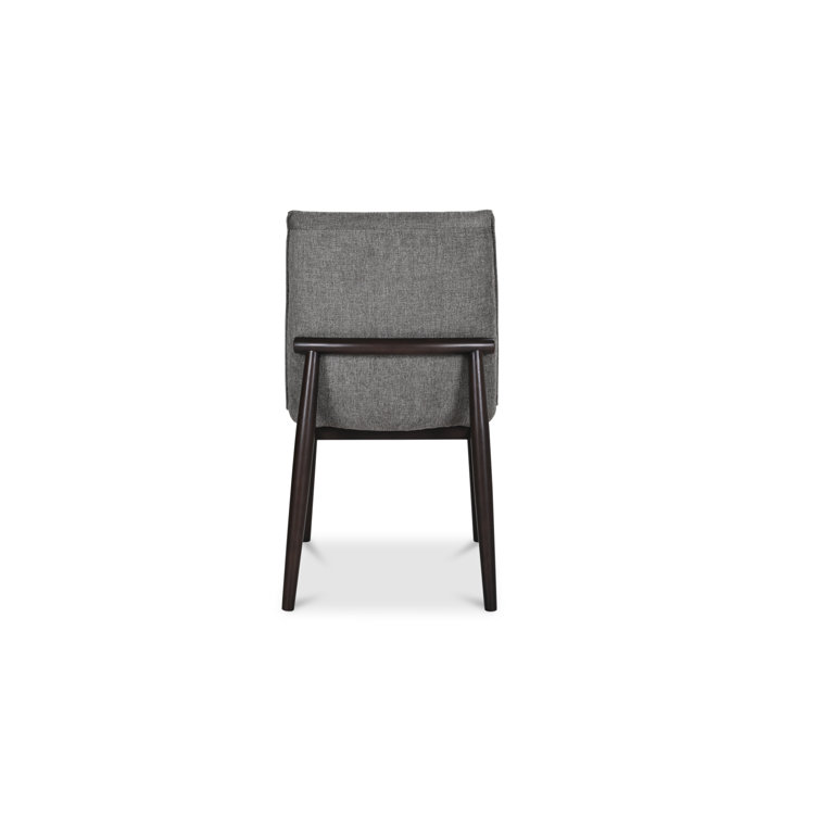 Gray Upholstered Dining Chairs with Dark Brown Wood Legs, Set of 2