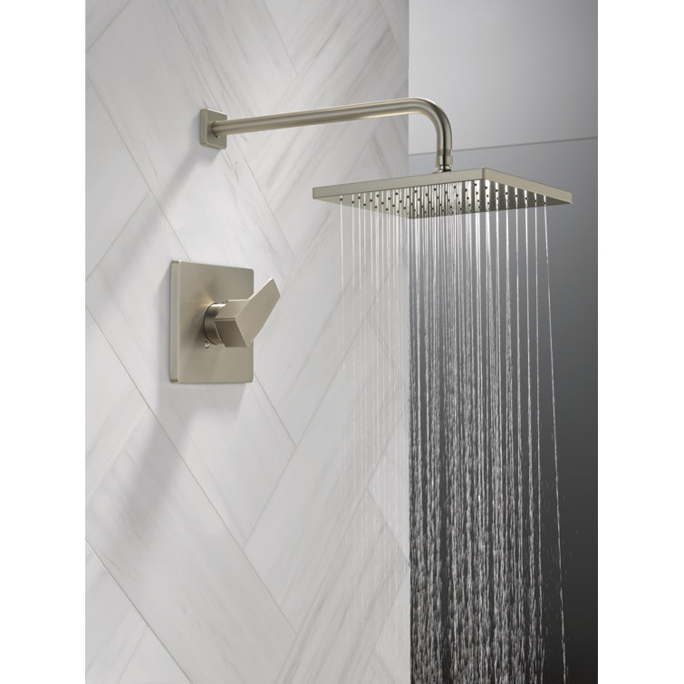 Spotshield Brushed Nickel Square Rainfall Shower Head Set