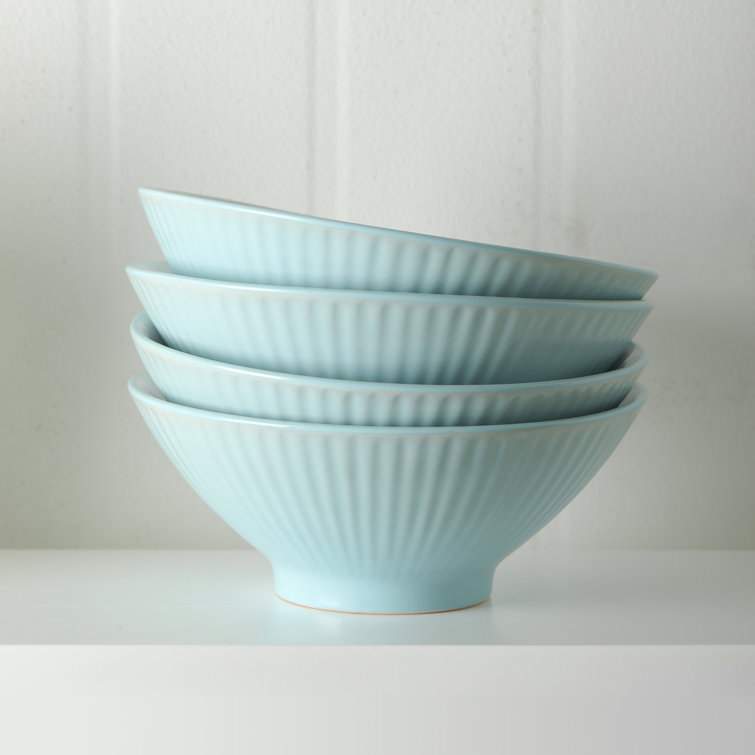 Teal Ribbed Ceramic 32-Piece Dinnerware Set for 8