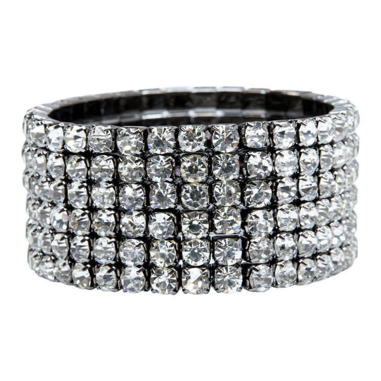 Charcoal Rhinestone Elastic Napkin Ring Set of 4
