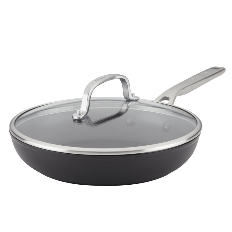 Matte Black Aluminum Nonstick Frying Pan with Lid, 10 Inch