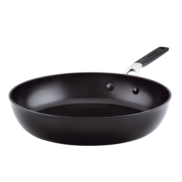 12.25" Black Aluminum Nonstick Frying Pan with Silicone Handle