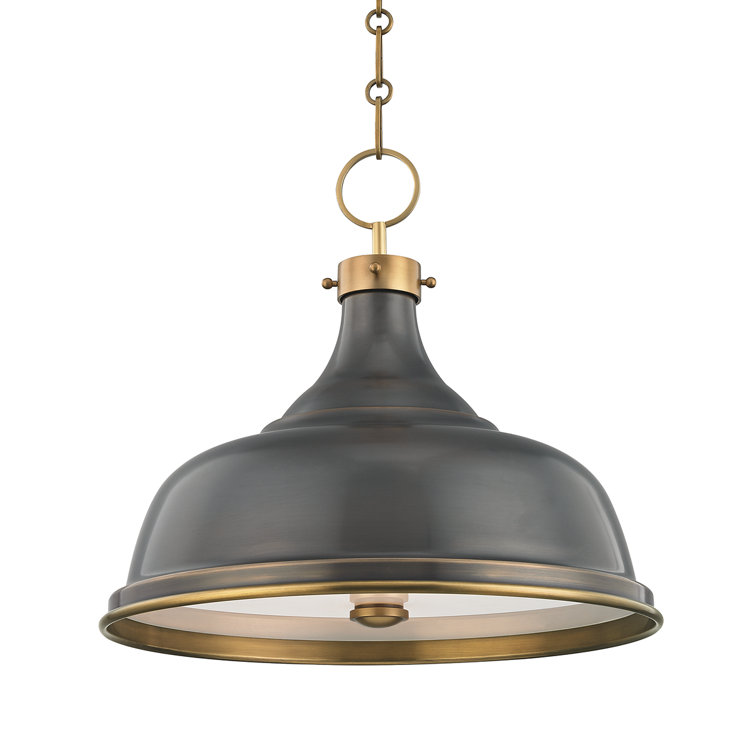 Aged Bronze and Brass 3-Light Indoor Pendant