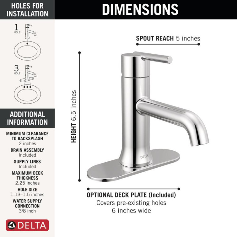 Sleek Modern Chrome Single-Handle Deck Mounted Bathroom Faucet