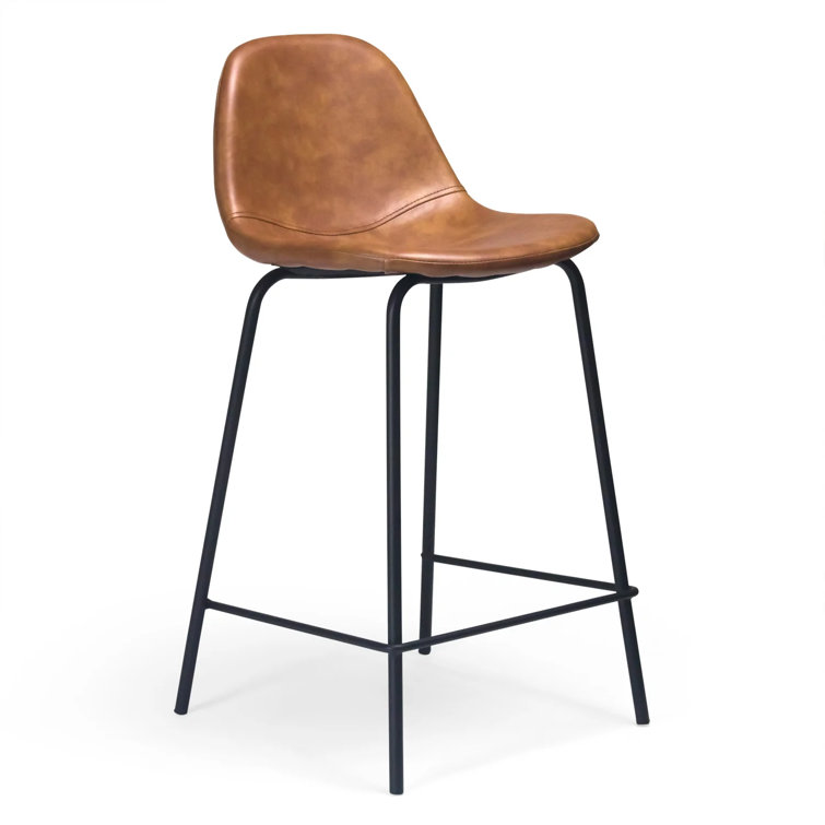 Maxine 30'' Black Matte Metal & Vegan Leather Barstool